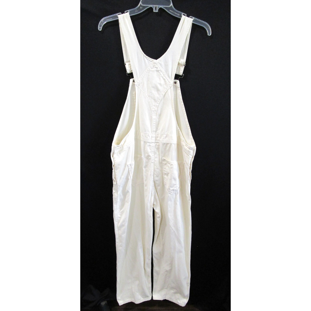 EUC! Zara Ivory Canvas Bib Carpenter Overalls Women Sz M - Picture 8 of 13